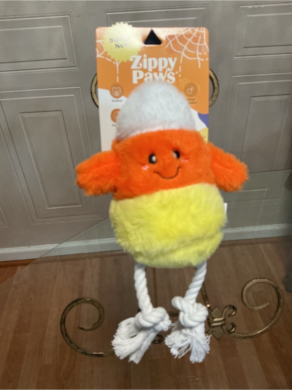 Zippy Paws Interactive Squeaker Dog Toy - Halloween 12โ Candy corn With Legs